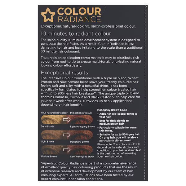 Superdrug Colour Radiance Mahogany permanent hair dye (British brand)