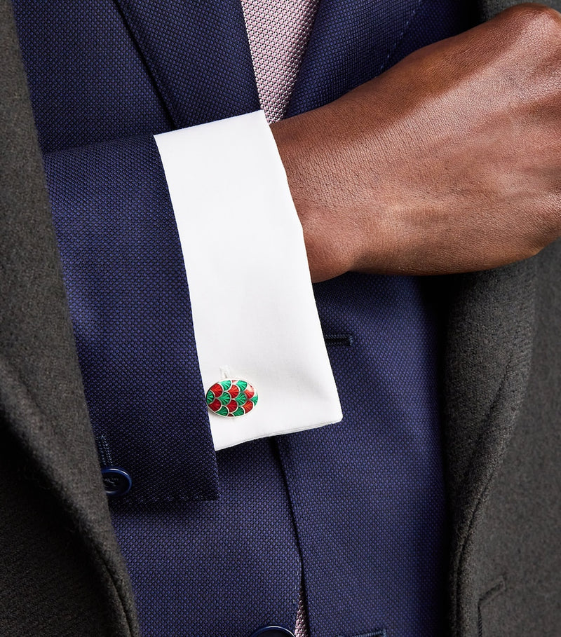 Deakin & Francis sterling silver enamel oval cufflinks - British product