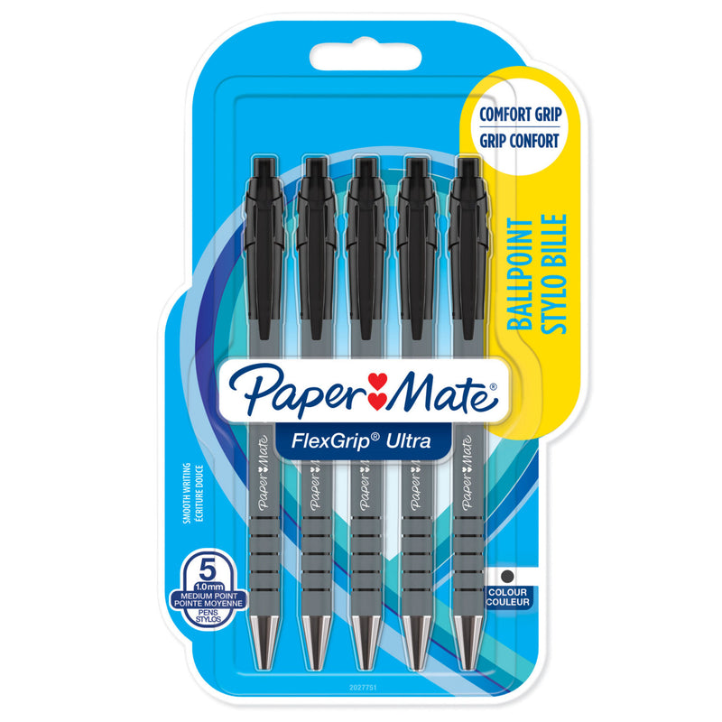 Paper Mate FlexGrip retractable ballpoint pen with assorted ink colours, imported from the UK