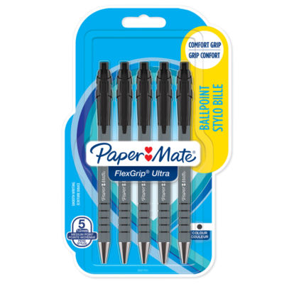 Paper Mate FlexGrip retractable ballpoint pen with assorted ink colours, imported from the UK