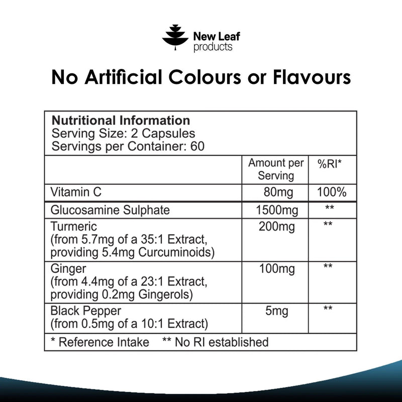 New Leaf vegan glucosamine capsules 120s, imported from the UK
