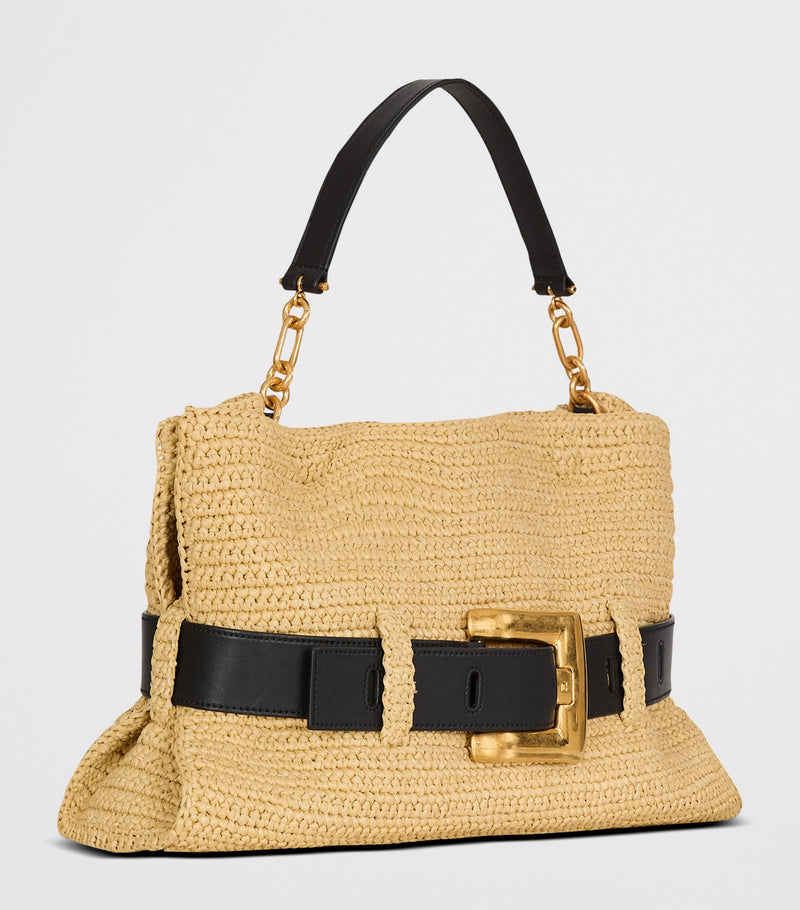 Balmain medium faux-raffia Anthem shoulder bag (British brand)
