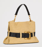 Balmain medium faux-raffia Anthem shoulder bag (British brand)