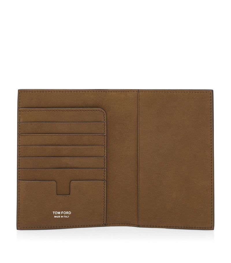 TOM FORD suede T-Line passport holder with hot-stamped logo, UK version