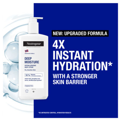 Neutrogena Deep Moisture Hypoallergenic Body Lotion 400ml, imported from the UK