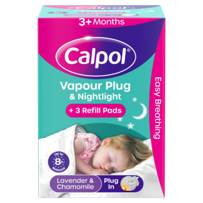Calpol Vapour Plug & Nightlight for 3+ Months with 3 Refill Pads - Children's Aromatic Vapour Plug
