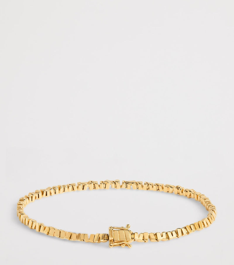 Suzanne Kalan yellow gold tennis bracelet 17.5cm, imported from the UK