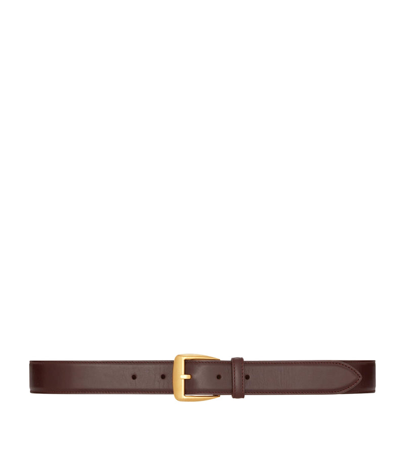 Saint Laurent polished leather belt with trapezoid buckle 3cm - British product
