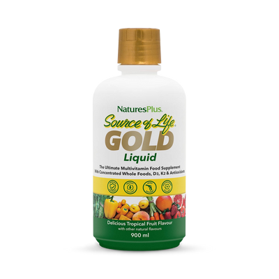 Holland & Barrett NaturesPlus Source of Life GOLD Multivitamin Liquid, Tropical Fruit, 900ml- Buy online at McGrocer