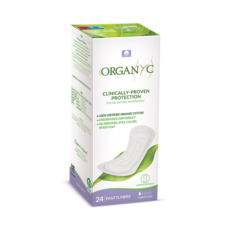Organyc panty liners flat light flow 24 count (British brand)