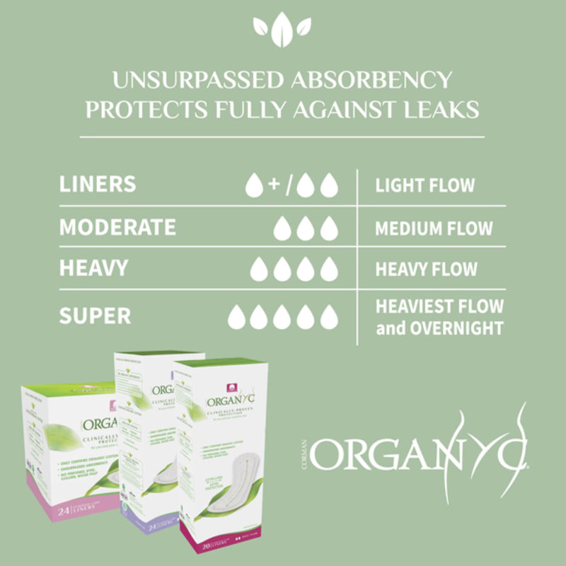 Organyc panty liners flat light flow 24 count (British brand)