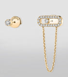 Messika Move Uno asymmetric earrings 18kt yellow gold 0.30ct diamond, imported from the UK
