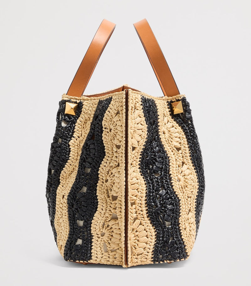 Valentino Garavani medium raffia VLogo tote bag, UK version