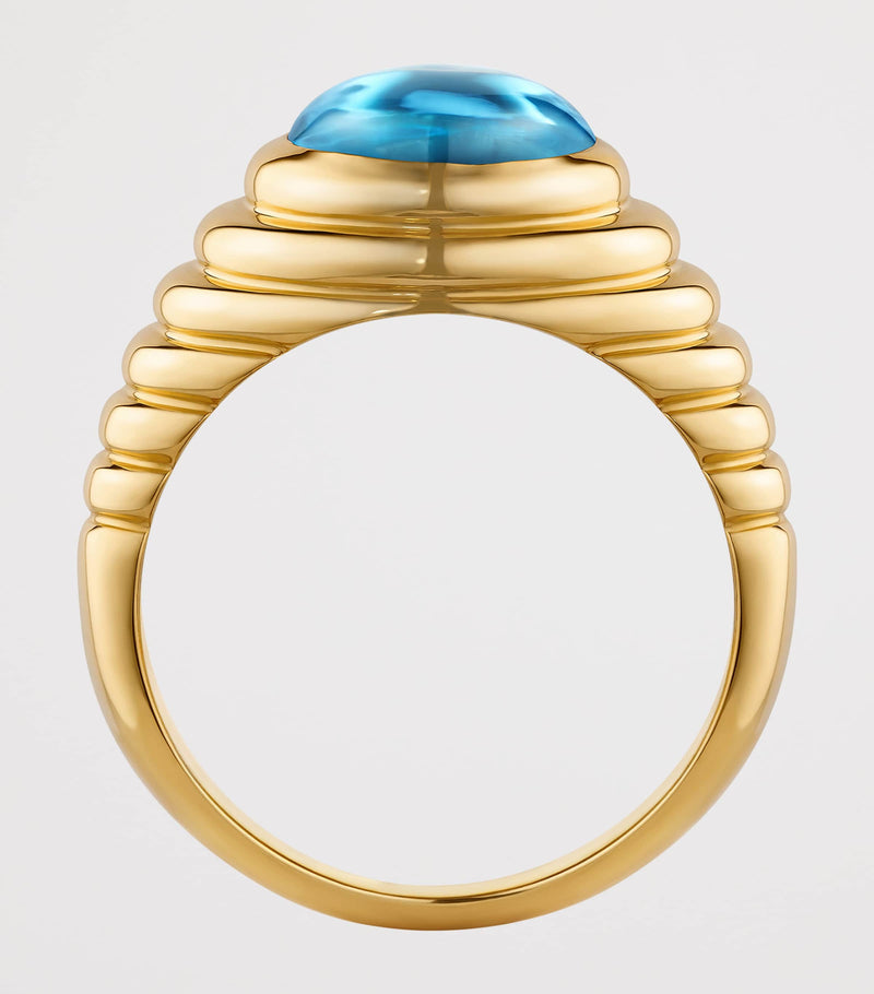 Bvlgari yellow gold topaz quartz ring - (British brand)