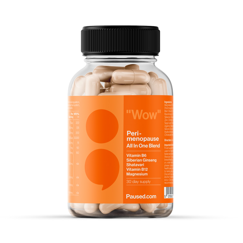 Paused perimenopause supplement All In One Blend 60 capsules, imported from the UK
