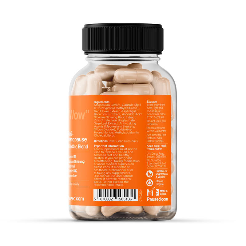 Paused perimenopause supplement All In One Blend 60 capsules, imported from the UK