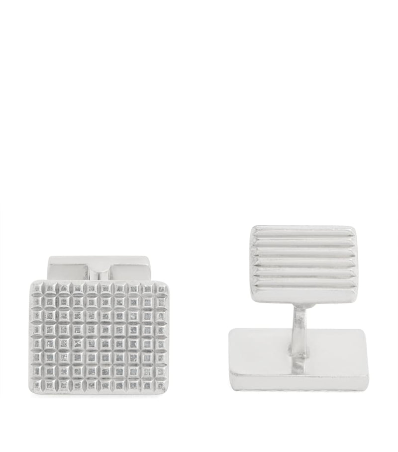 Dunhill silver hobnail reed tile cufflinks, imported from the UK