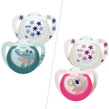 NUK Star Night Baby Dummy 2 pack, imported from the UK