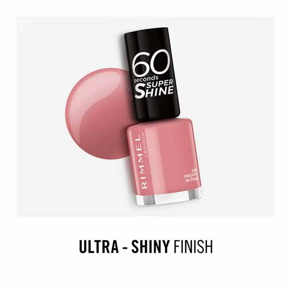 Rimmel London Nail Polish Preppy In Pink, imported from the UK