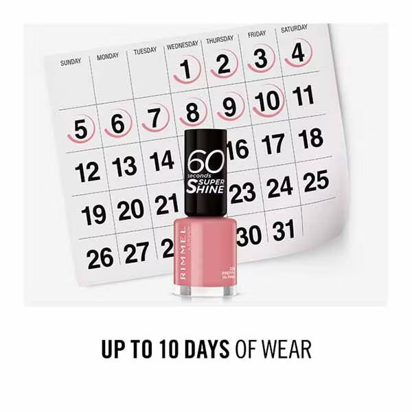 Rimmel London Nail Polish Preppy In Pink, imported from the UK