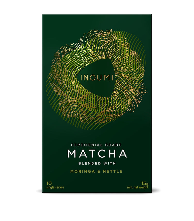 INOUMI Ceremonial Grade Moringa & Nettle Matcha Sachets Pack of 10, UK version
