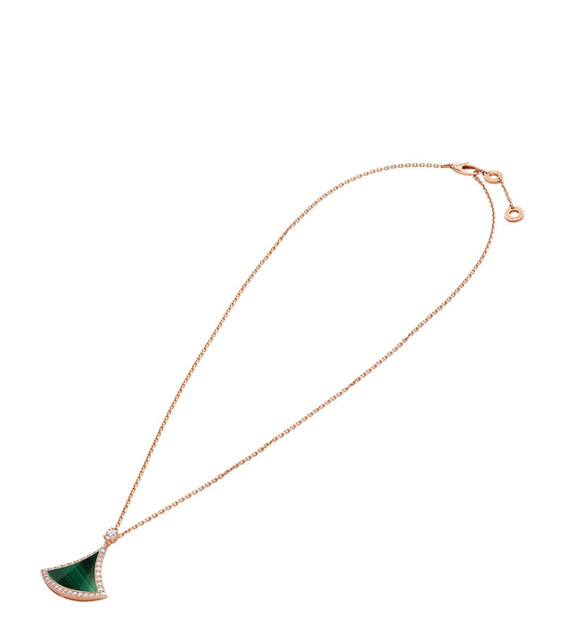 Bvlgari Divas' Dream rose gold malachite diamond necklace, imported from the UK