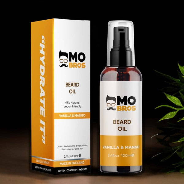 Mo Bros Beard Oil Vanilla Mango 100ml, imported from the UK