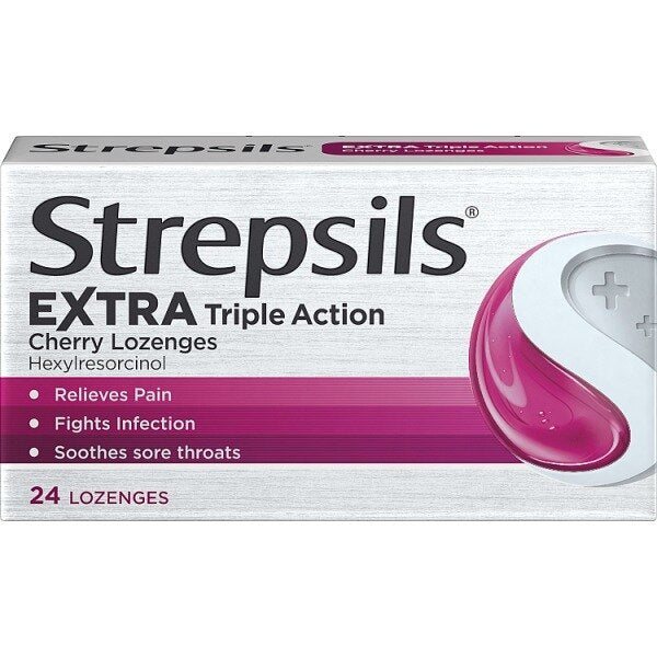 Strepsils Extra Cherry Throat & Pain Relief Lozenges 24s GOODS Superdrug
