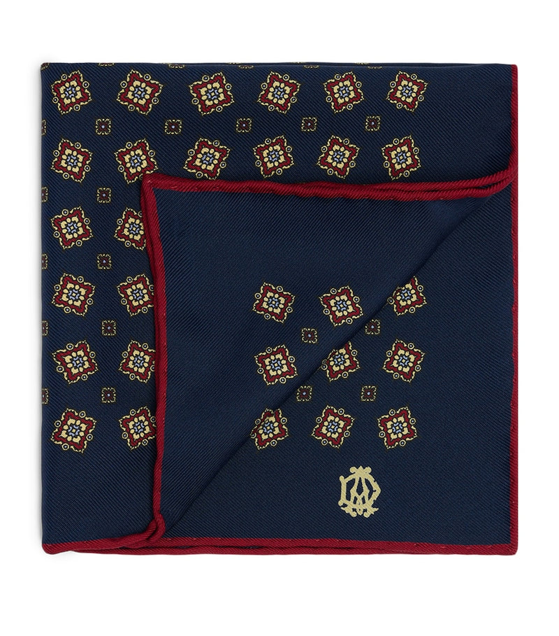 Dunhill Mulberry Silk Rose Pocket Square