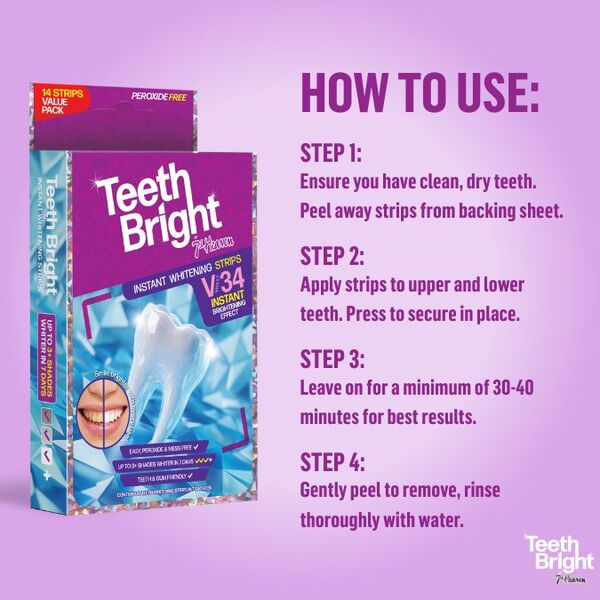7th Heaven teeth whitening strips with PAP technology - British product