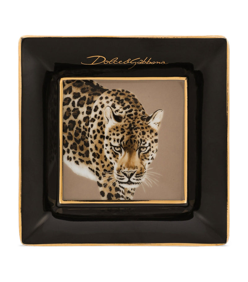 Dolce&Gabbana Casa Leopard decorative square porcelain plates set of 3 10cm - British product