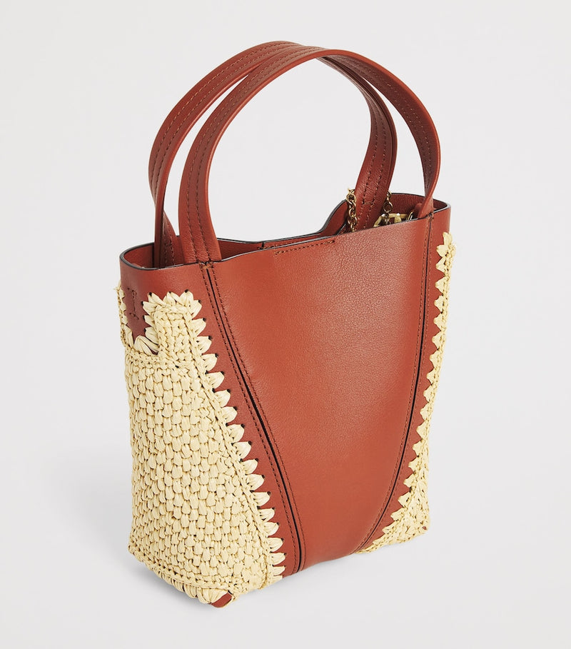 Chloé small raffia-effect leather Spin tote bag (British brand)