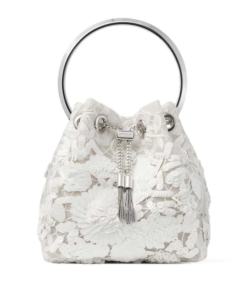 Jimmy Choo Bon Bon top-handle bag with embroidered lace and sequins - British product
