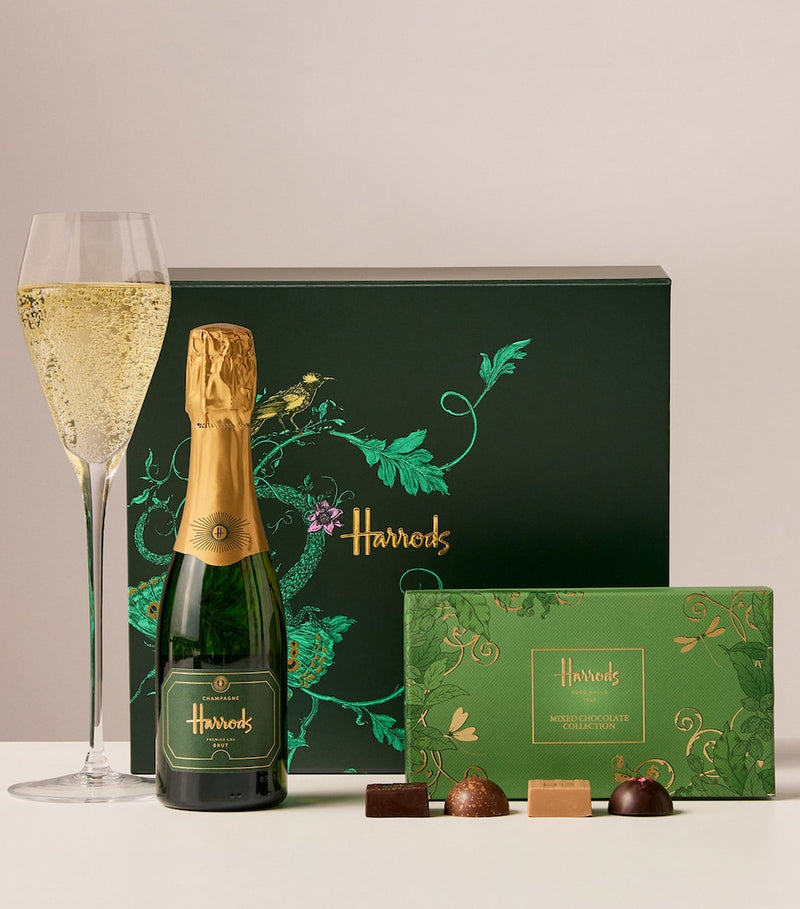 Harrods mini champagne and chocolates gift box, imported from the UK