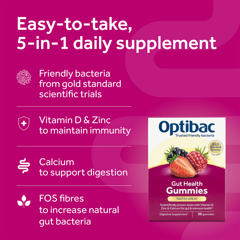 Optibac gut health gummies mixed berry 30 count, UK version