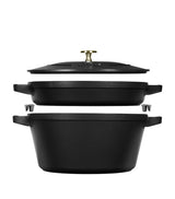 Harrods Staub 2-Piece Round Stackable Cocotte Set 24cm- Buy online at McGrocer