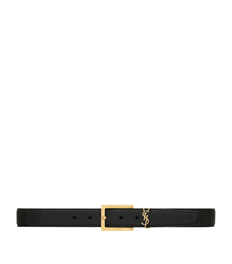 Saint Laurent leather logo belt 3cm, UK version