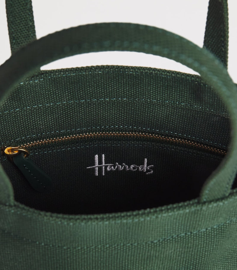 Harrods small cotton embroidered logo tote bag, UK version