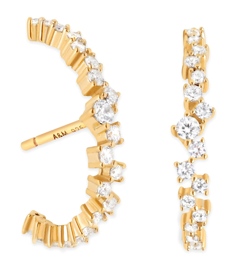 Astrid & Miyu Orbit Dome stud earrings with cubic zirconia (British brand)
