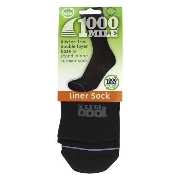 1000 Mile mens liner Repreve crew socks, UK version