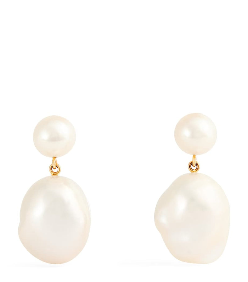 Sophie Bille Brahe Venus Blanc drop earrings with pearls and gold (British brand)