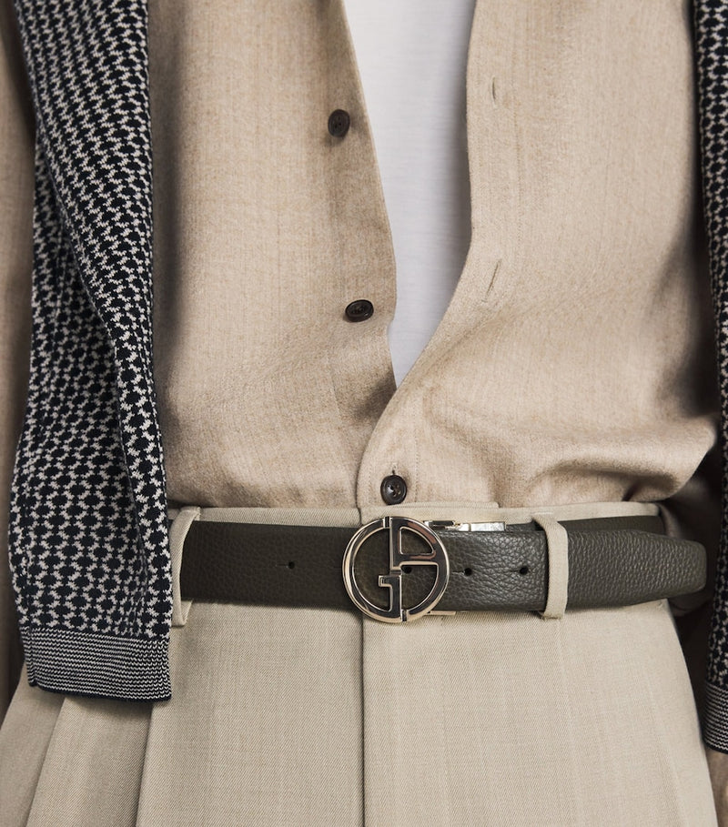 Giorgio Armani palladium-plated GA logo belt buckle, imported from the UK