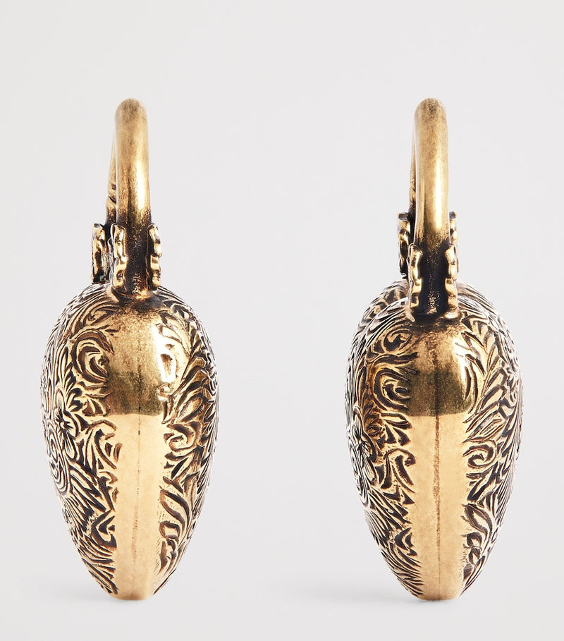 Chloé Victorian heart earrings in gold-tone brass (British brand)