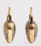 Chloé Victorian heart earrings in gold-tone brass (British brand)