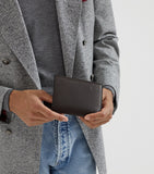 Brunello Cucinelli leather passport holder with card slots, 10.5cm x 14cm - British product