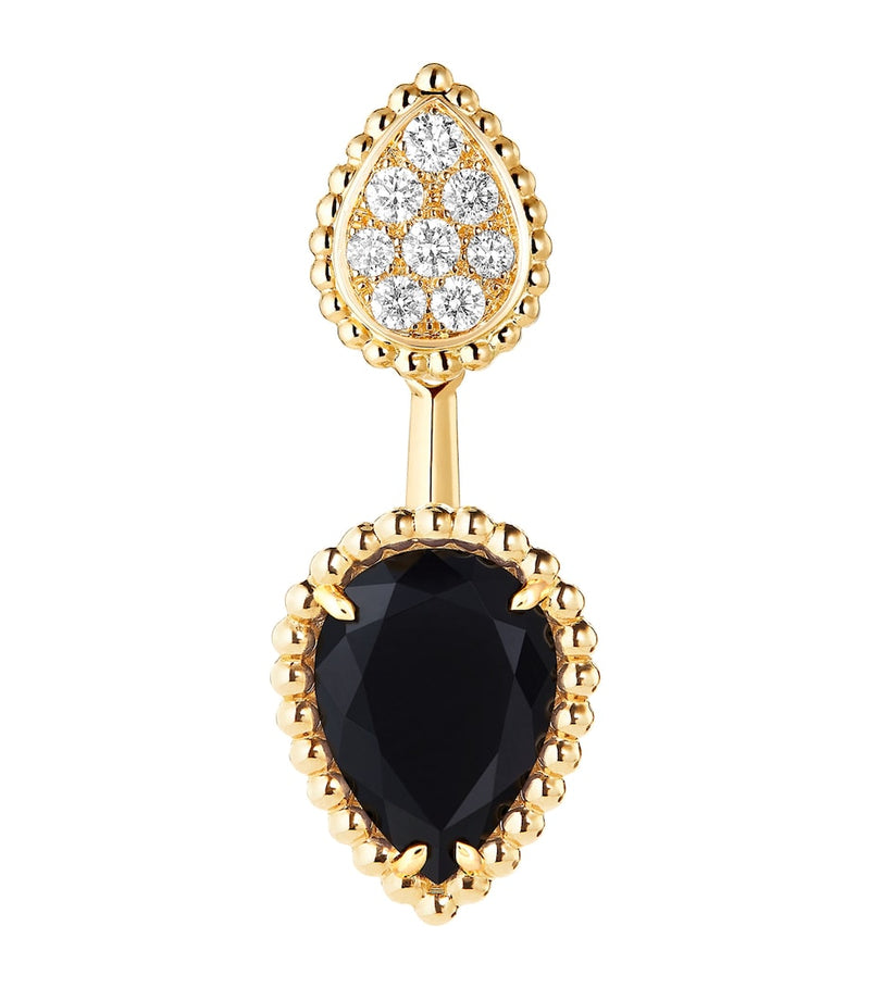 Boucheron Serpent Bohème stud earring yellow gold diamond onyx, imported from the UK