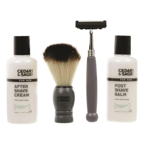 Cedar & Sage men's travel beard grooming gift set (British brand)