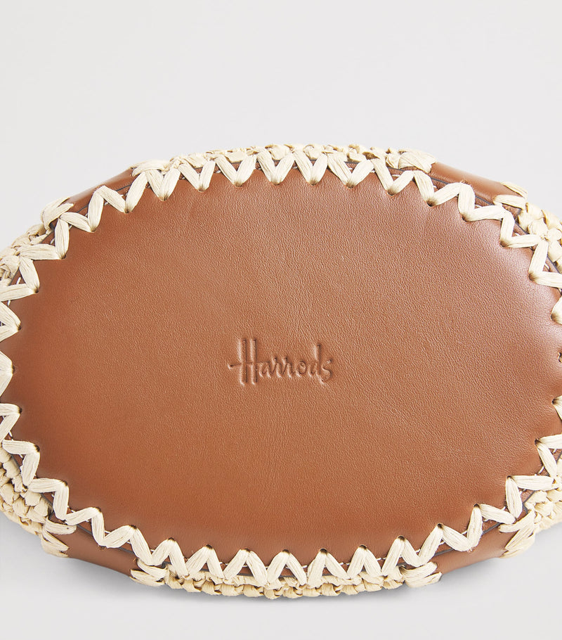 Harrods small raffia tote bag, imported from the UK