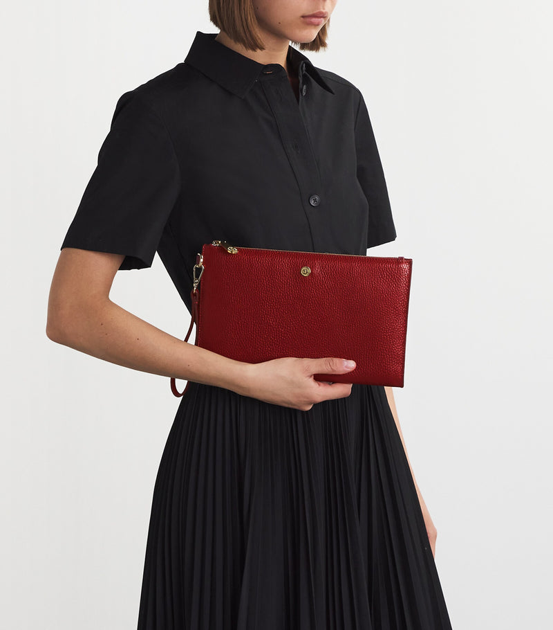 Harrods medium pebbled leather pouch - British product