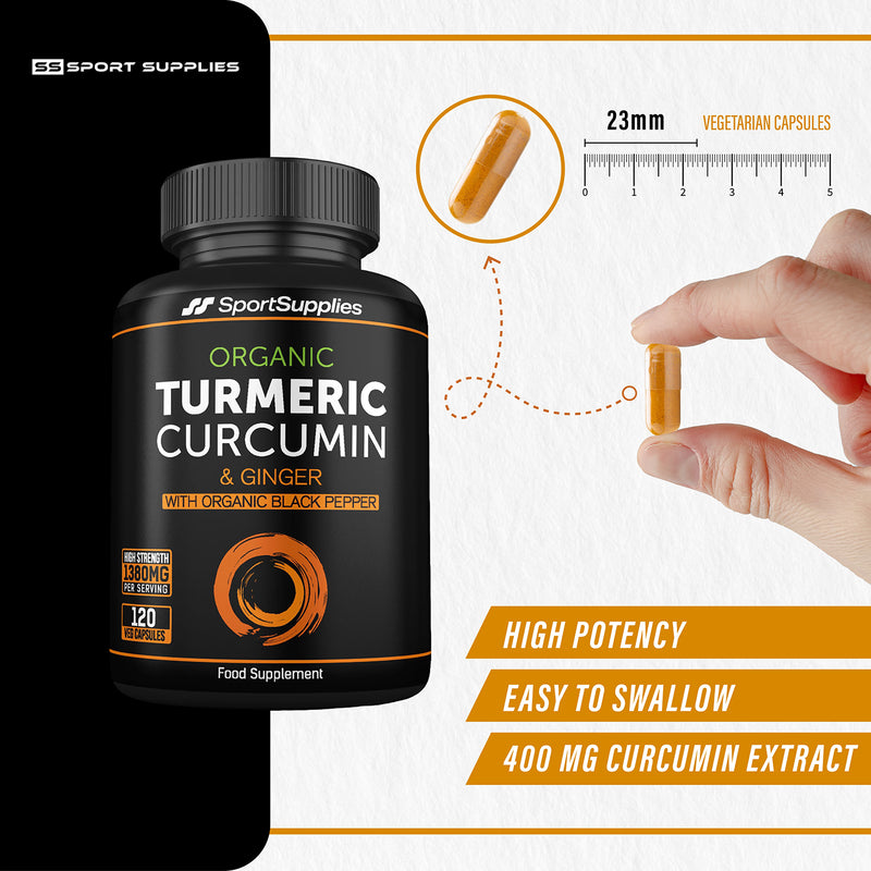 SS Sport Supplies organic turmeric capsules, UK version